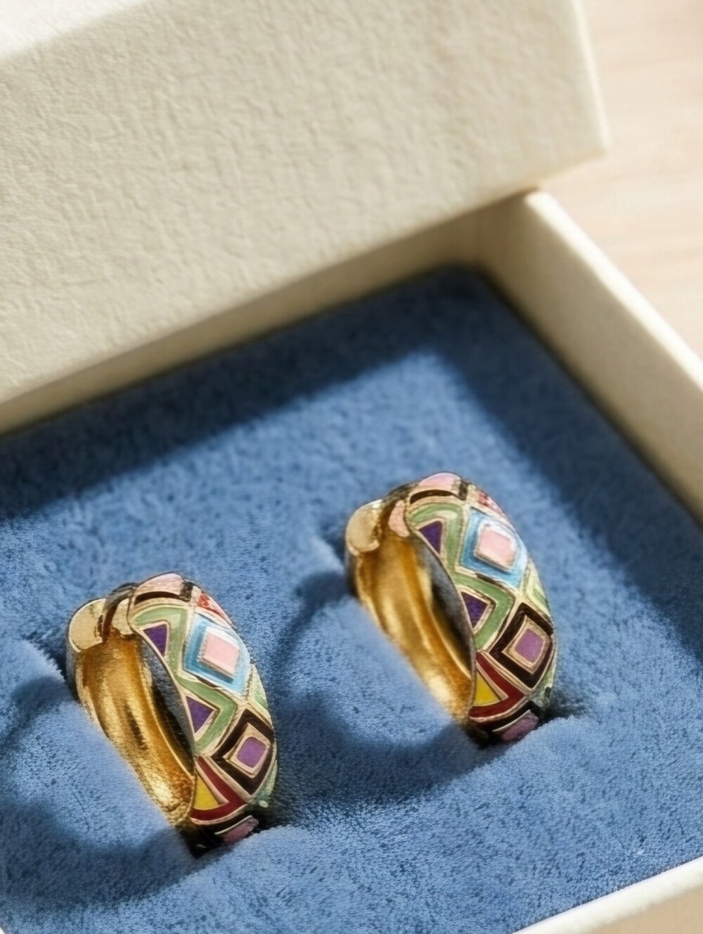 Vibrant Multicolor Geometric Hoop Earrings